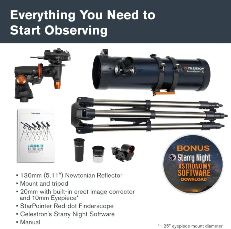 Telescope and astronomy equipment set up under the stars